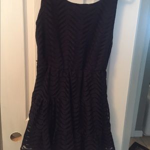 Navy dress with chevron details